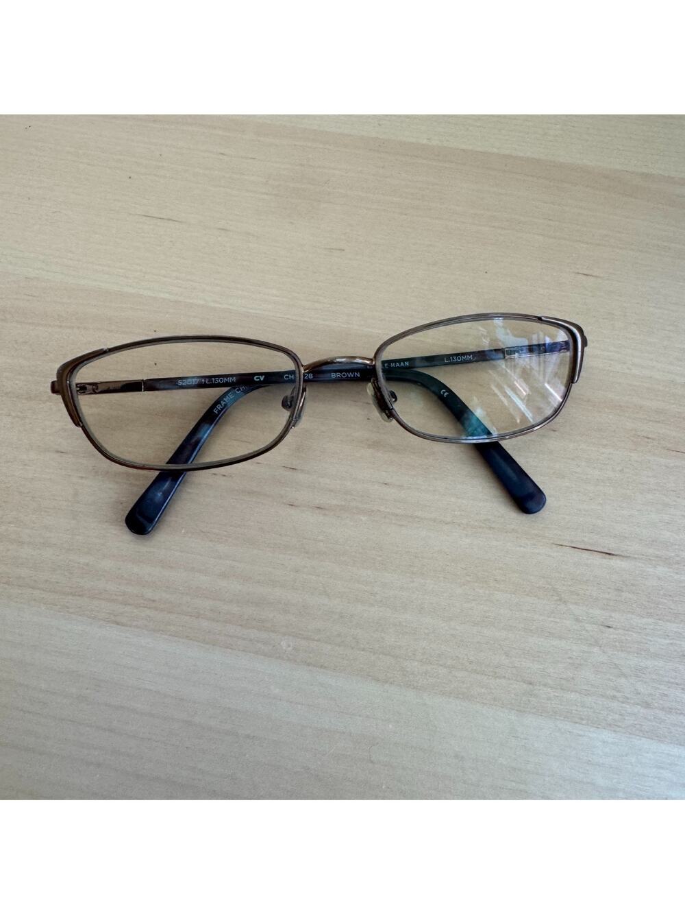 Cole Haan CH1028 Eyeglass Frames Brown Blue 52-17-130mm Rectangular Metal Unisex